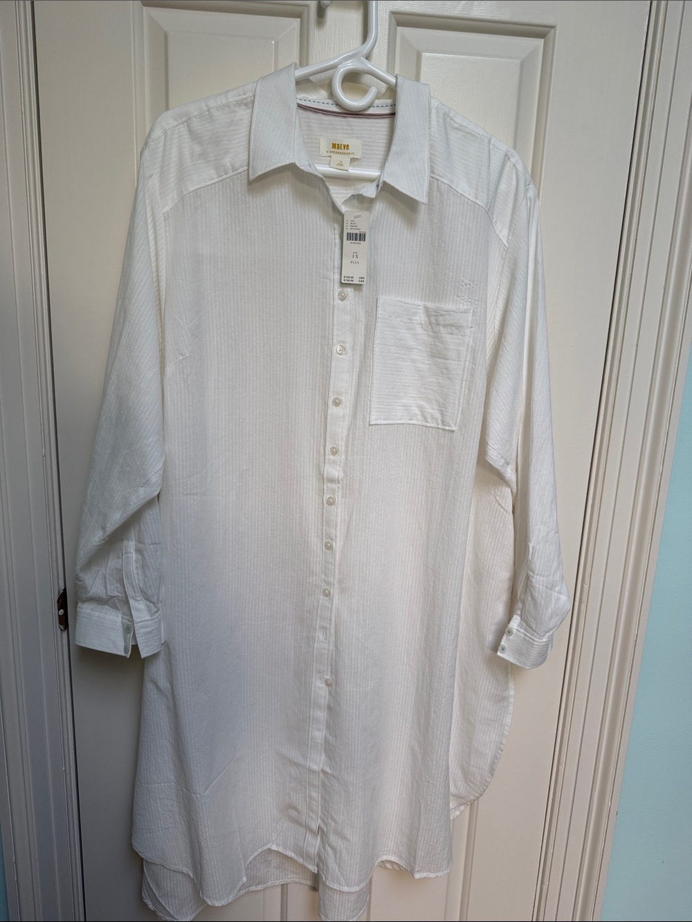 NWT Maeve by Anthropologie sz 1X vertical stripe shirtdress coverup 100% cotton